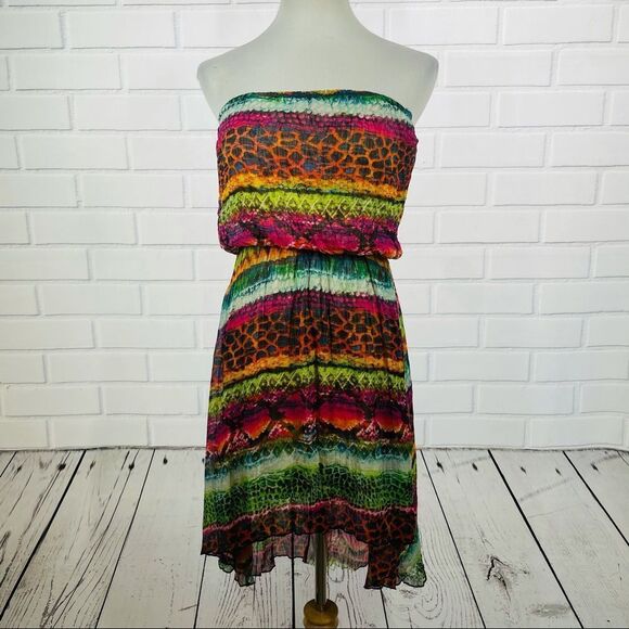 10/$25🦋 Marquis Multicolor Hi-Lo Tube Dress - Size Large - Picture 1 of 14